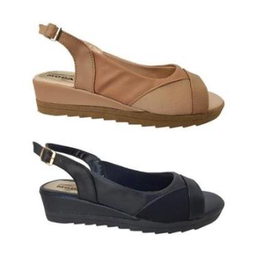 Imagem de Kit 2 Pares Sandália Feminina Anabela Super Conforto Moda Pé 01-Feminino