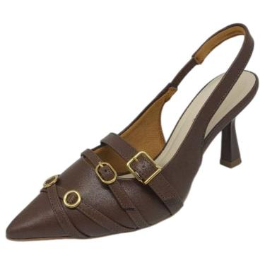 Imagem de Sapato Feminino Slingback Salto Fino Elegante Robusto Bebece