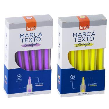 Imagem de Caneta marca-texto BRW Marca Texto Transparente Traço 1-4MM Tinta à Base de Água Ponta Chanfrada Kit 2 Caixas 12