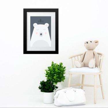 Imagem de Quadro Infantil Cinza E Branco Urso Escandinavo - 60x48cm