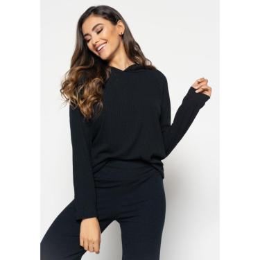 Imagem de Blusa Salvatore Comfy Malha Canelada Com Capuz Feminina-Feminino