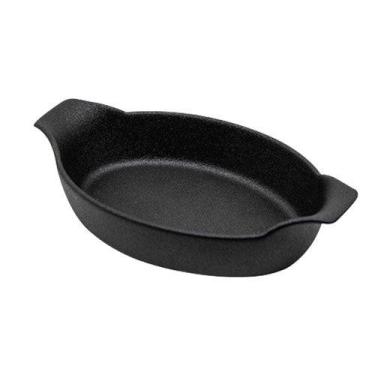 Imagem de Travessa oval Onix em cerâmica com alça preta 16x28 -L Hermitage - L'H