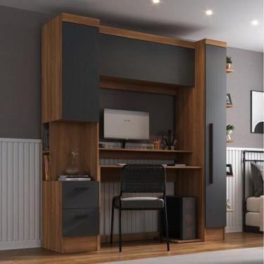 Imagem de Quarto Completo com Escrivaninha Viena 3 Portas 2 Gavetas Espresso Móv