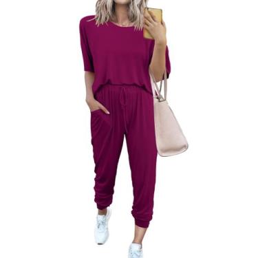 Imagem de Conjunto de Moletom PRETTYGARDEN Feminino Dois Peças Lounge Roxo XL