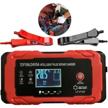 Imagem de Carregador de Bateria Automotivo Intelig 12V 10A 24V 5A até 150Ah com 