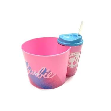 Imagem de Kit Cinema Barbie Infantil Balde De Pipoca Com Copo - Global Products