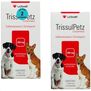 Imagem de Trissulpetz 500mg com 15 comprimidos para cães ucbvet kit com 2