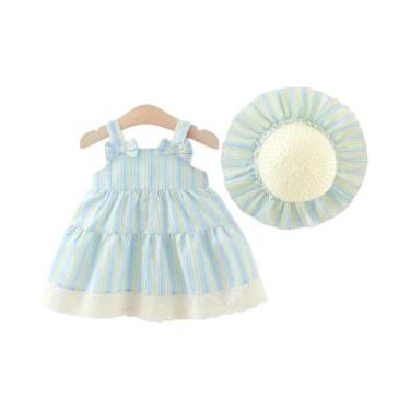Imagem de Vestido Com Laço Para Bebês Meninas, Roupas Listradas Fofas Para Festa