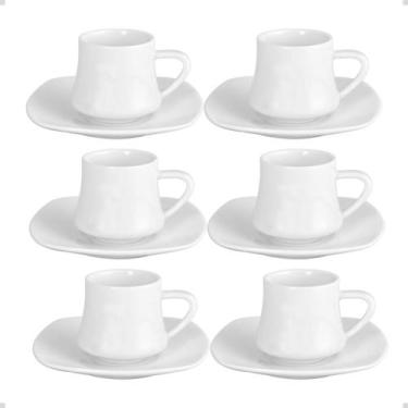 Imagem de Conjunto 6 Xícaras De Café Com Pires Porcelana Branca - xicaras cafe e