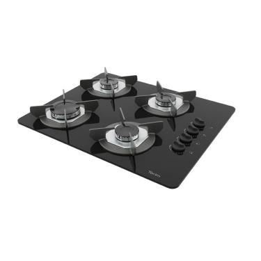 Imagem de Cooktop a Gás Terim Safe 4 Bocas Vidro Temperado Ferro Fundido Acendimento Automático P...