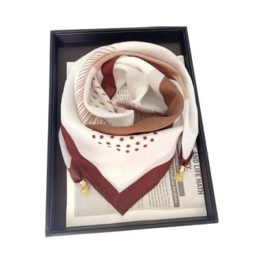 Imagem de Lenço De Seda Luxuoso Feminino Com Fecho Magnético, Estampado, Quadrad
