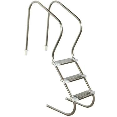 Imagem de Escada para Piscina Confort 2 com 3 Degraus Duplos em Aco Inox 316 Alta Capacidade Inox Sodramar