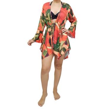 Imagem de Saída De Praia/ Kimono Com Pontas e Proteção UV - Corpo Dourado Moda P