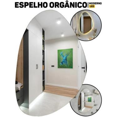 Imagem de Espelho LED USB De Parede Orgânico 50cm Banheiro Quarto Maquiagem E Ha