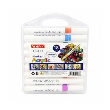 Imagem de Canetinha Acrílica Washable 18 Cores com Estojo Yelin - WBY EXPRESS