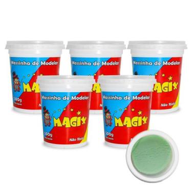 Imagem de Kit 5 Potes Massa Massinha de Modelar Infantil 500g Escolar - MAGIX KI