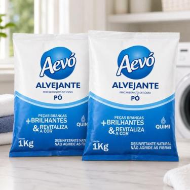Imagem de Kit 2 Alvejante Aevo Sem Cloro Percarbonato 2kg Branca Roupa - QUIMIVI