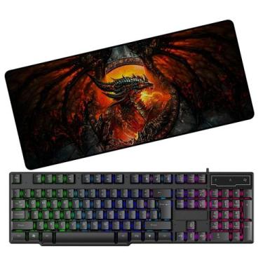 Imagem de Kit Gamer Teclado RGB e Mouse Pad Garnde de 70X35 Antiderrapante - FOR