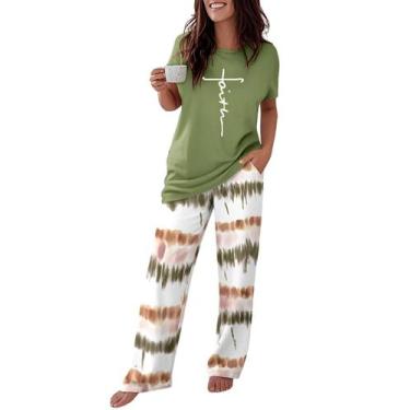 Imagem de Pijama CHICME Conjunto de 2 Peças com Manga Curta e Estampa Ombre