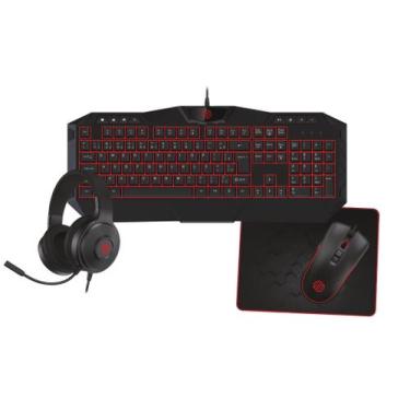Imagem de Teclado com Mouse Headset Mousepad Gamer Hoopson TPC-067 Vermelho