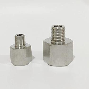 Imagem de 1/8 '1/4' 1/2 'BSP fêmea para macho com rosca em aço inoxidável Adaptador de conector de encaixe de tubo de redução para manômetro, F 1l4 x M 1l8