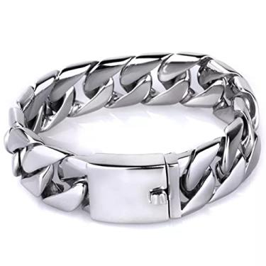 Imagem de suhang Pulseira Masculina De Aço Inoxidável 316 Com Corrente De Elos Grossos E Grossos Pulseira Prata Cor Prata Presentes