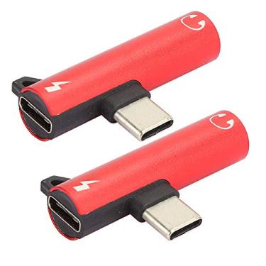 Imagem de Adaptador de áudio USB C para 3,5 mm, 2 peças 2 em 1 universal TypeC para cabo de áudio auxiliar de 3,5 mm, adaptador distribuidor de fone de ouvido para Moto para Le para 6 para Nubio Z17,