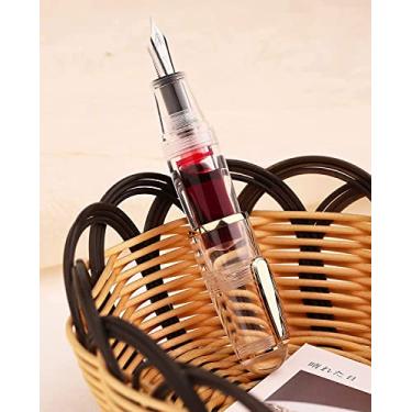 Imagem de Mini caneta-tinteiro Majohn Q1 com ponta média, enchimento transparente, caneta de bolso de resina curta, grande capacidade