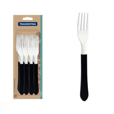 Imagem de Conjunto de Garfos de Mesa Tramontina Leme com Lâminas em Aço Inox e Cabos de Polipropileno Preto 12 Peças Tramontina