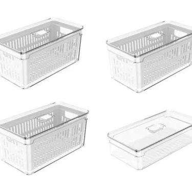 Imagem de Kit 4 Organizador Geladeira Porta Frutas Legumes Verduras