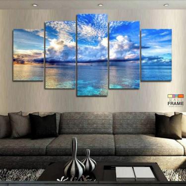 Imagem de Quadros Decorativos Mar Chuva 63x130mt em Tecido