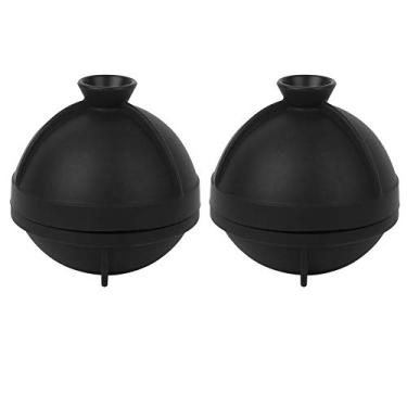 Imagem de 2 moldes de cubo de gelo, moldes de gelo de silicone para fazer bola de gelo de 6 cm de fácil liberação reutilizável molde de bola de gelo para coquetel bebida de uísque
