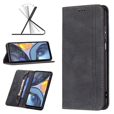 Imagem de YUNCHAO Caixa de telefone Para Motorola Moto G22 RFID magnético bloqueando capa de couro anti-roubo capa para celular