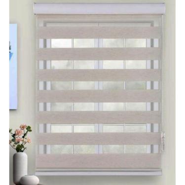 Imagem de Persiana Rolo Duplo Zebra Com Bandô Linho 120 cm (Largura) x 160 cm (Altura) Cortina Double Vision