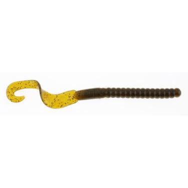 Imagem de Berkley Isca de pesca PowerBait® Power Worm, abóbora verde, 10 cm, sabor irresistível, perfil clássico de verme de cauda encaracolada, ideal para primavera, verão e outono