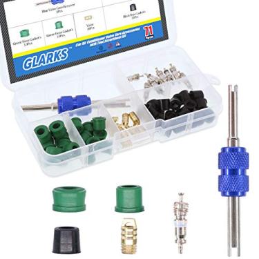 Imagem de Glarks 71Pcs Auto A/C Válvula de ar condicionado Núcleo/Juntas de mangueira/Válvula/Dupla Cabeça Removedor de Desmontagem Duplo Kit de Sortimento de Ferramenta