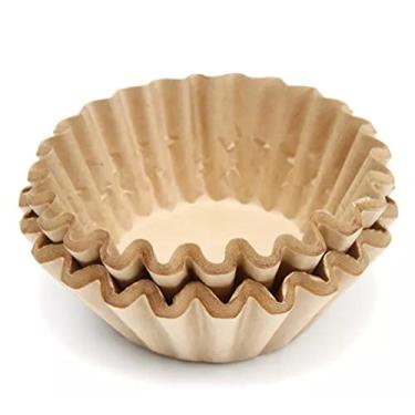 Imagem de Filtros de café natural marrom cru biodegradável – Cesta grande para mais de 12 xícaras – 24,7 cm de diâmetro achatado – Base de 10,8 cm de diâmetro (100 unidades)