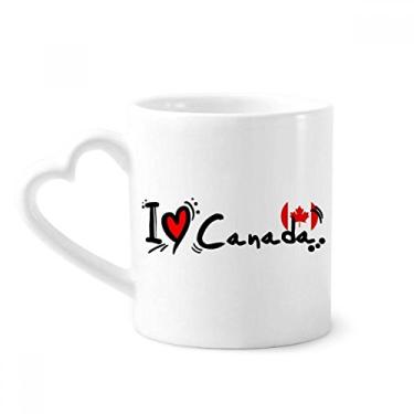 Imagem de Caneca de coração com a palavra I Love Canada Caneca de café cerâmica copo de coração de vidro