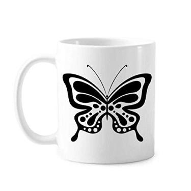 Imagem de Caneca de cerâmica com desenho simples de borboleta preta cerâmica xícara de café de porcelana