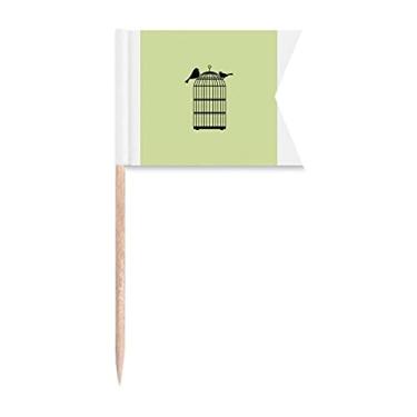 Imagem de Bandeiras externas para palito de dono da família Birdcage para marcação de palito de comida para bolo de festa, prato de queijo