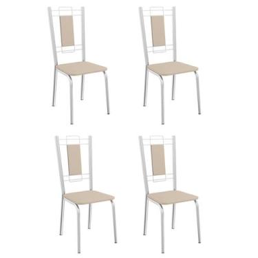 Imagem de Cadeiras Kit 4 Cadeiras Florença Cromada Nude - Kappesberg