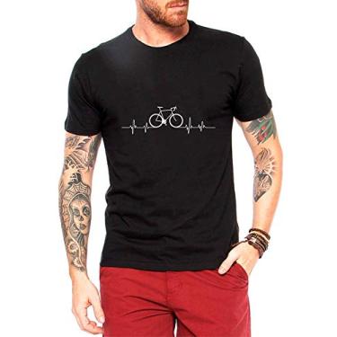 Imagem de Camiseta Criativa Urbana Bicicleta Ciclismo Pulsação - Masculina Preto G