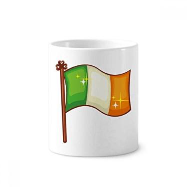 Imagem de Shine Ireland Bandeira Nacional de São Patrício Suporte para caneta de escova de dentes Caneca de cerâmica com suporte para lápis