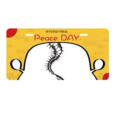 Imagem de DIYthinker Placa de licença Hippocampus Vida Marinha Ilustração Preta Etiqueta Decoração de Carro Dia da Paz