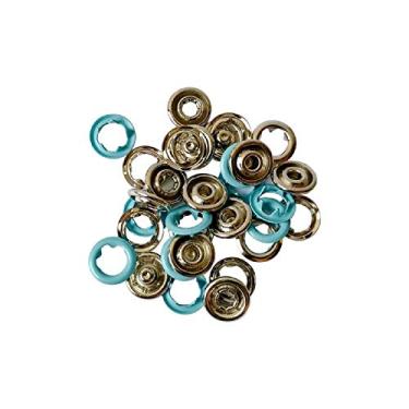 Imagem de Botão De Pressão Metal Roupa Bebê Tam 35 200 Pçs (Azul Bebe)