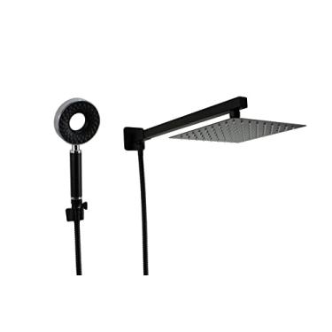 Imagem de Ducha Inox 304 20 cm Preto com Ducha Manual 3 Jatos