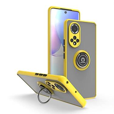 Imagem de Estojo de suporte de anel fosco à prova de choque para Huawei P50 Pro P40 P30 P20 Lite Mate 20 30 40 Pro Nova 9 8i 7 6 P Smart Cover, amarelo, para P40 Lite
