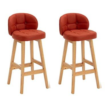 Imagem de SaiLiN Cadeiras de Jantar Cadeiras de Sala de Jantar Conjunto de 2 Banquetas Modernas com Altura de Balcão Moldura de Madeira Couro PU Cadeira de Bar Estofada para Cozinha Ilha Sala de Jantar Pátio Tudo está bem