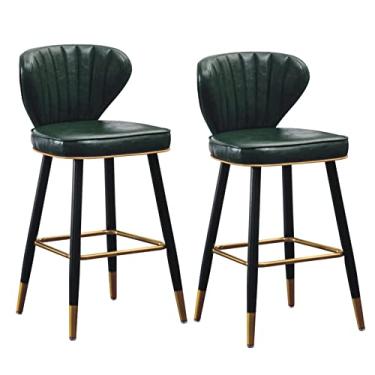 Imagem de Cadeiras de jantar cadeiras de sala de jantar bancos de bar de metal bancos de bar banquetas de bar banco de altura de balcão com perna de metal preto para sala de estar cozinha ilha couro PU banco de bar estofado dourado pernas de metal altura 65/75