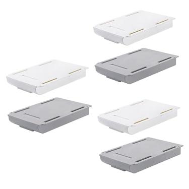 Imagem de ABOOFAN 6 Peças Auto-Expansível Tipo De Armazenamento De Mesa Gaveta-Up Gavetas Suporte De Artigos De Papelaria De Livre Para Branco+ Bandeja Branco+Cinza Perfurador Recipiente De